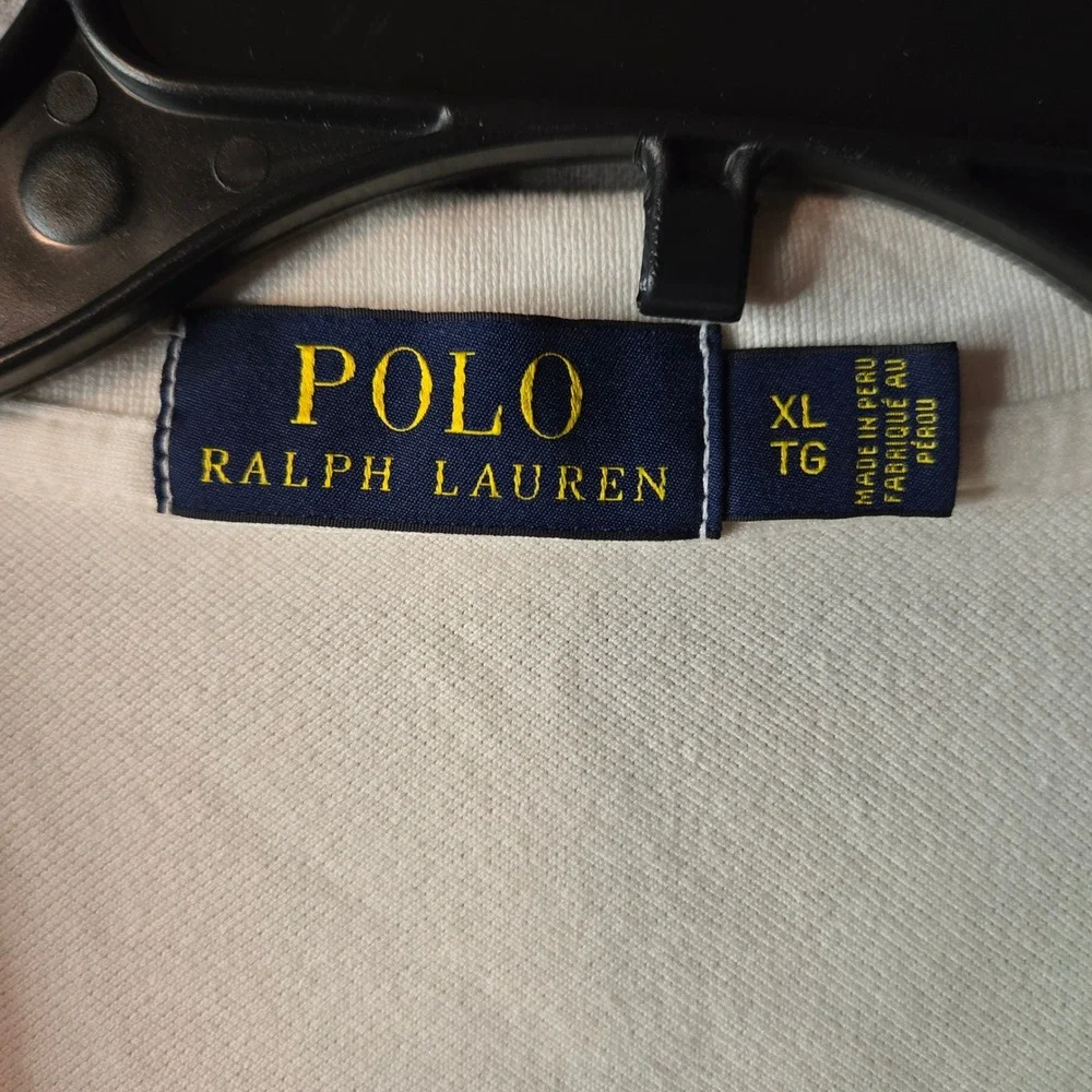Polo‎ Ralph Lauren Mens XL Cream Pima Cotton Stretch Short Sleeve Polo Shirt
